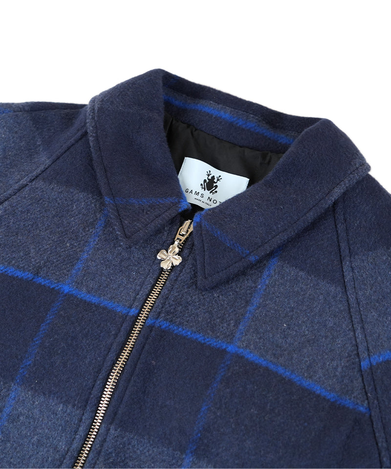 【GAMS NOTE】Gingham Check Zip-Up jacket / Blue