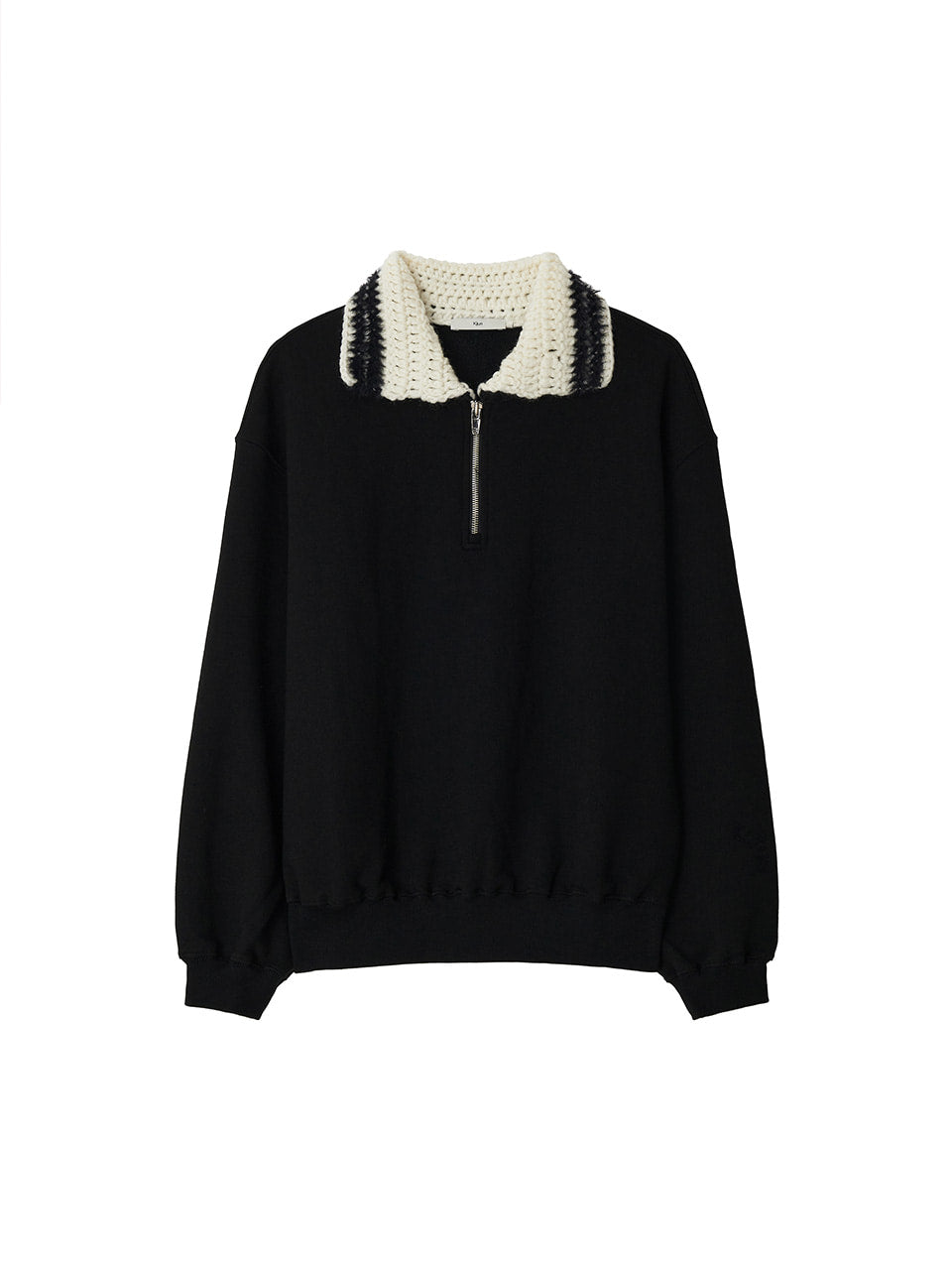 Crochet Collar　Half Zip-Up Pullover