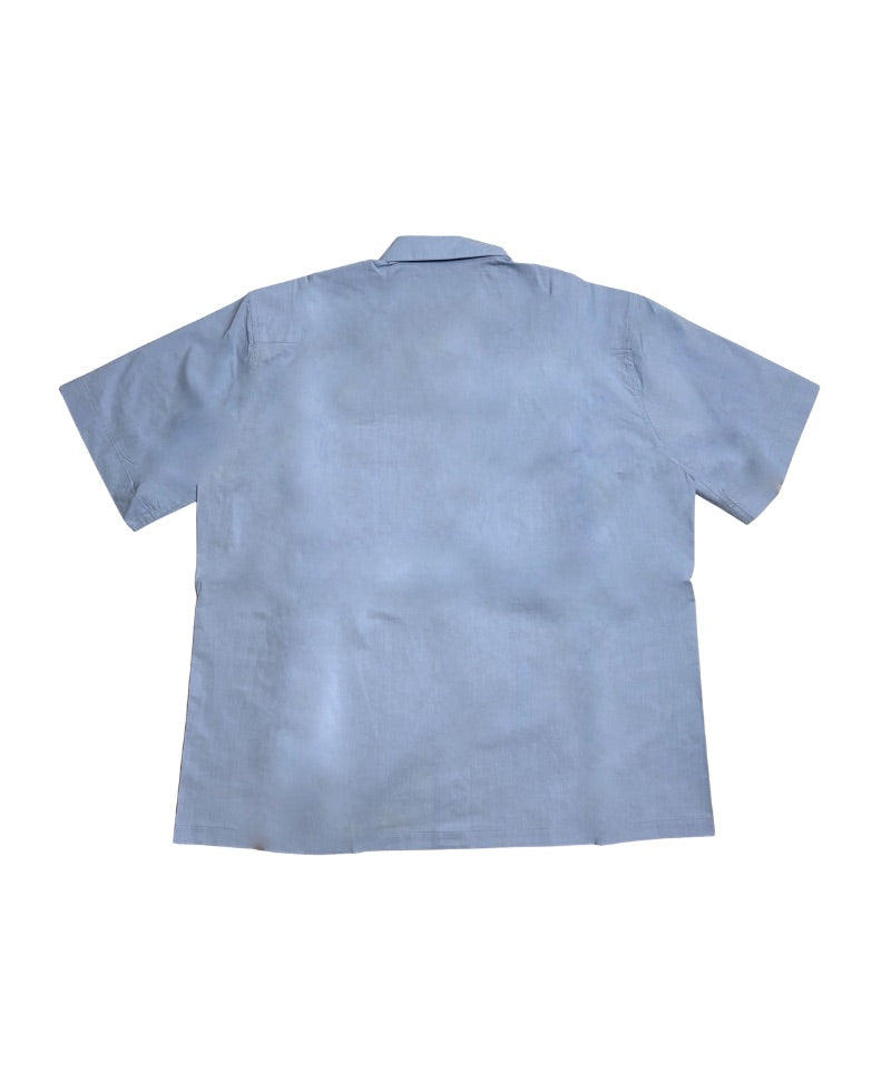 【LONGO】Man's Jacquard C-neck Hoodie Man's Short Sleev ed Shirt w/ buttons