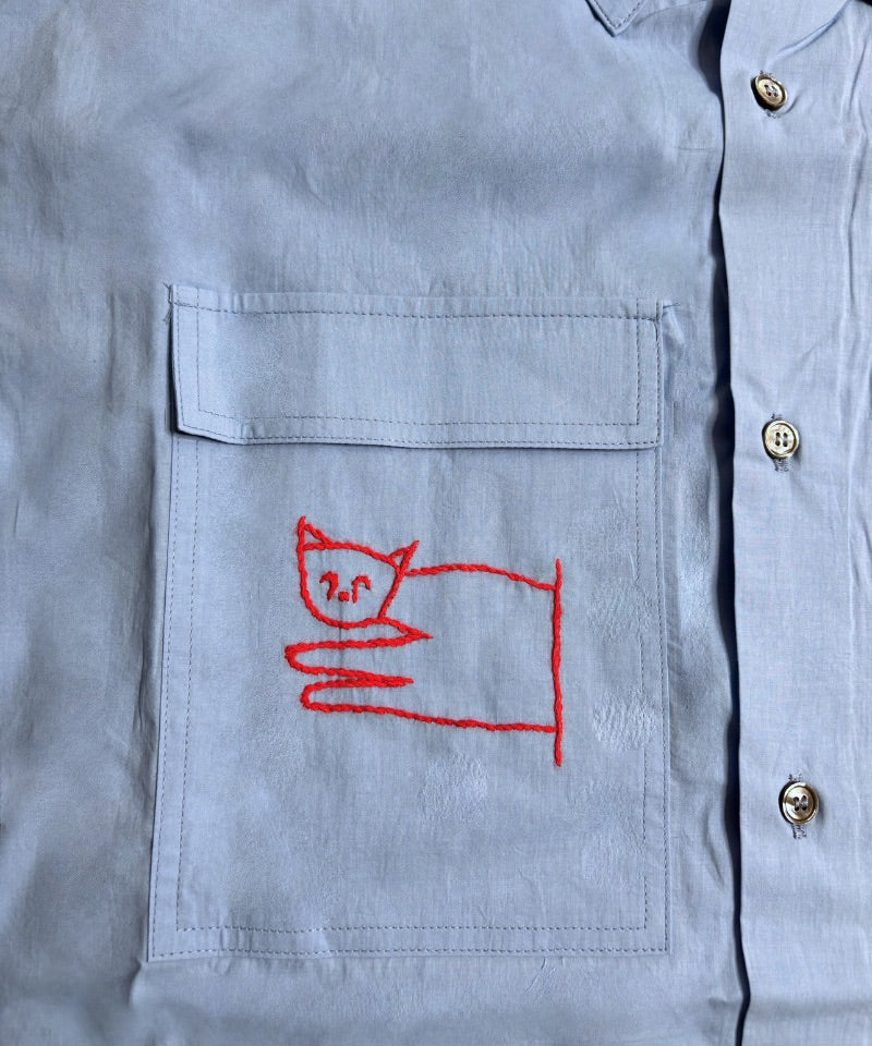 【LONGO】Man's Jacquard C-neck Hoodie Man's Short Sleev ed Shirt w/ buttons