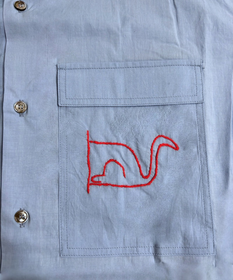 【LONGO】Man's Jacquard C-neck Hoodie Man's Short Sleev ed Shirt w/ buttons