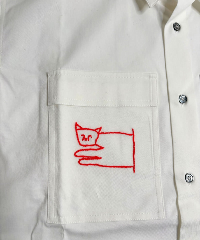 【LONGO】Man's Jacquard C-neck Hoodie Man's Short Sleev ed Shirt w/ buttons