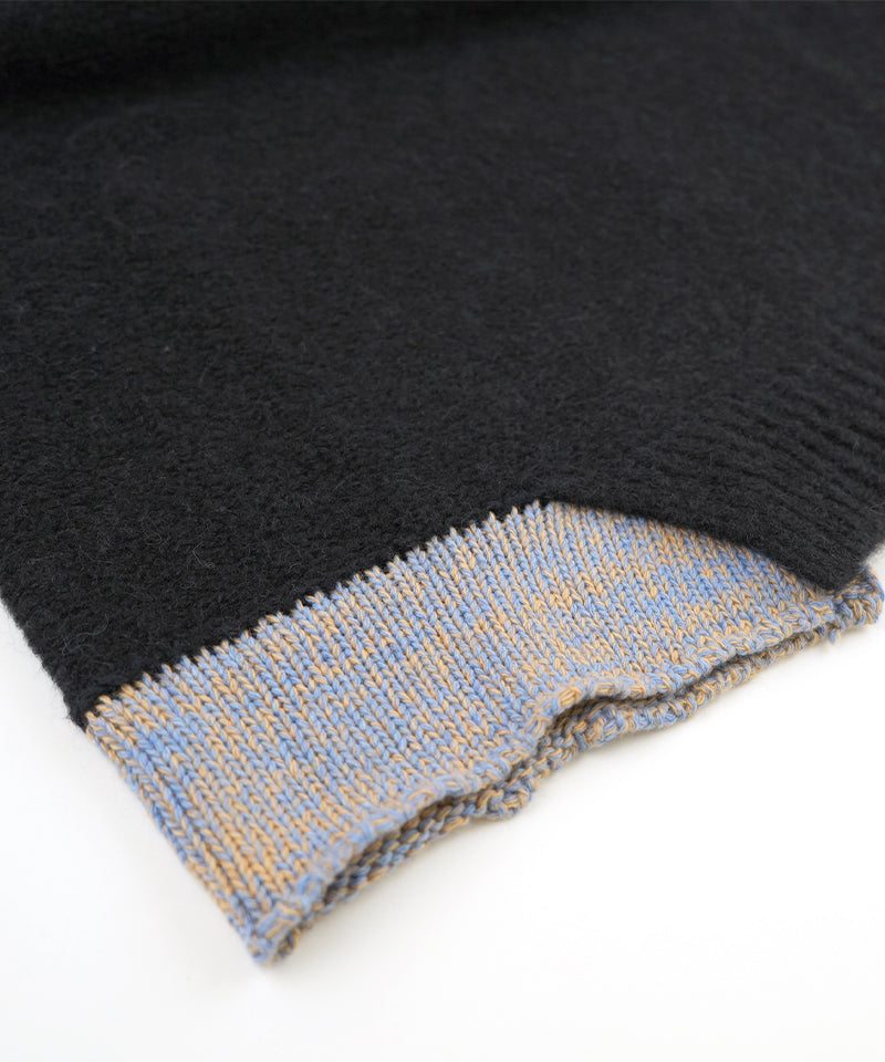 【LONGO】Two - Tone Turtleneck Knit / Black×Blue