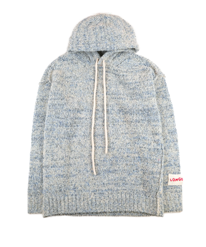 【LONGO】Cozy Knit Hoodie / Blue×Grey