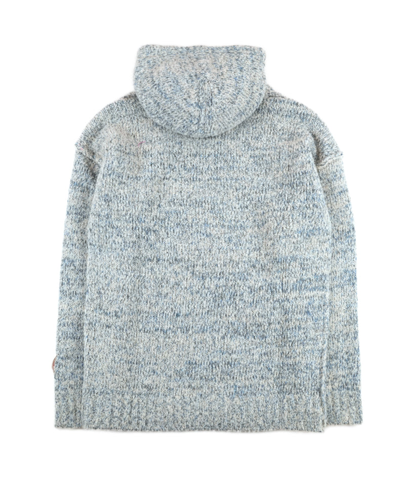 【LONGO】Cozy Knit Hoodie / Blue×Grey