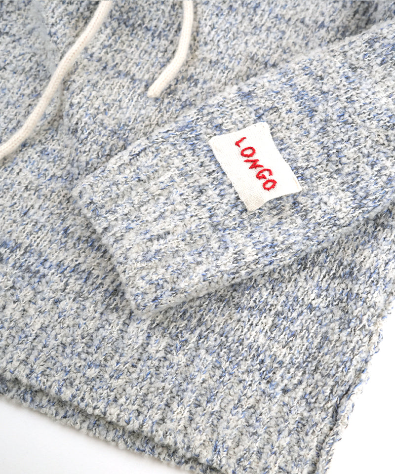 【LONGO】Cozy Knit Hoodie / Blue×Grey