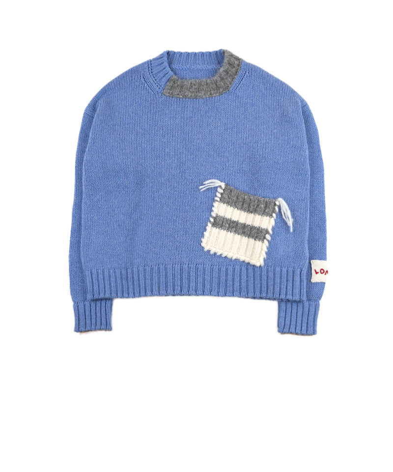 【LONGO】Crew neck Sweater with Pocket (Women’s) / Blue