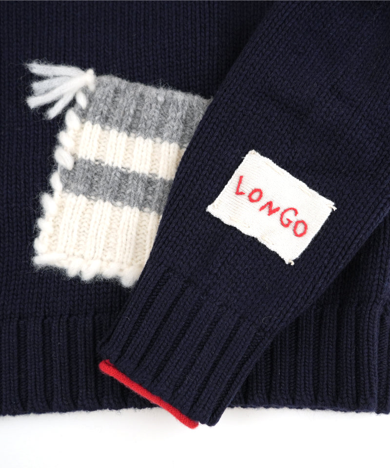 【LONGO】Crew neck Sweater with Pocket (Women’s) / Black