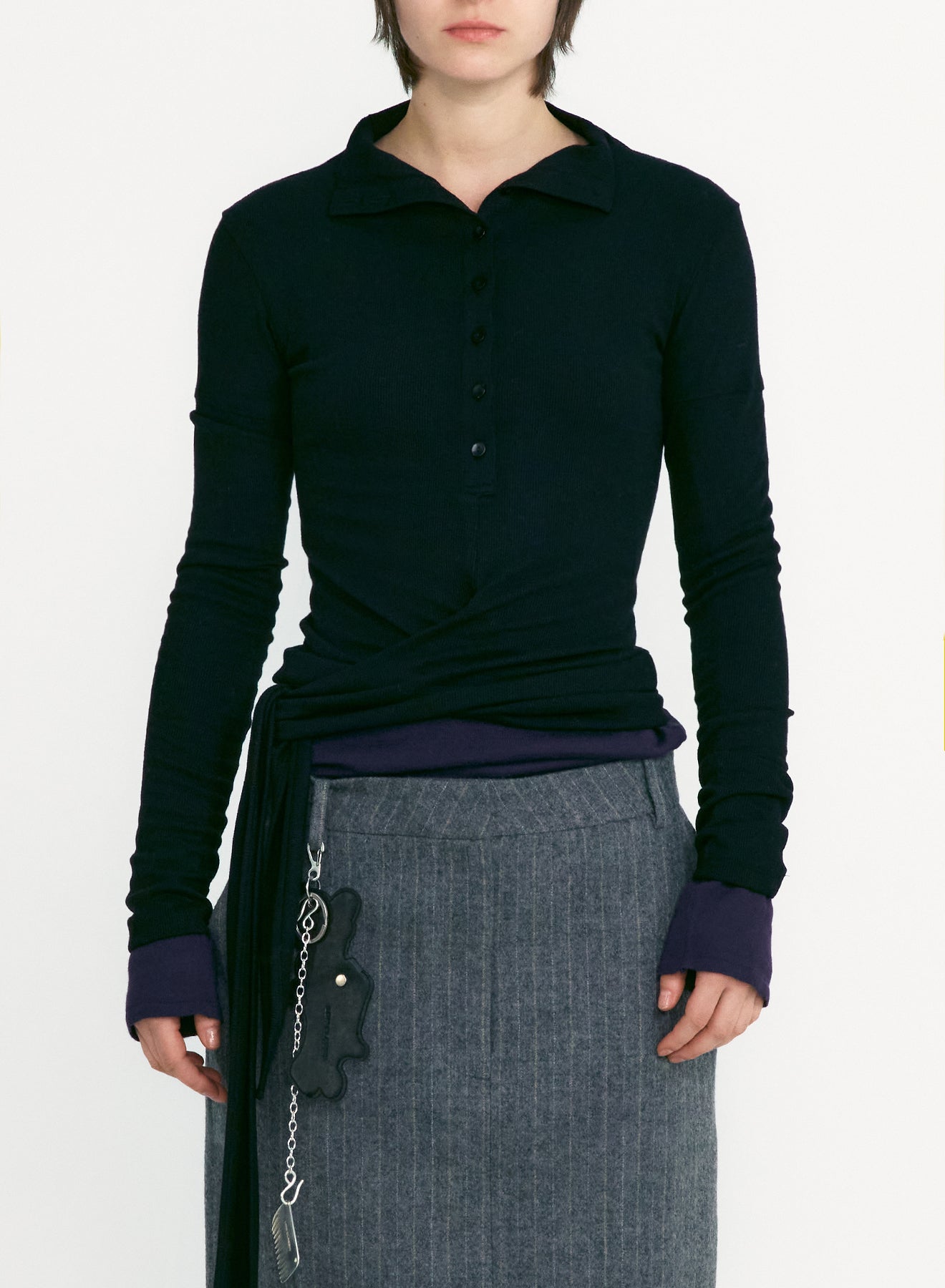 BUTTON UP WRAP T-SHIRT