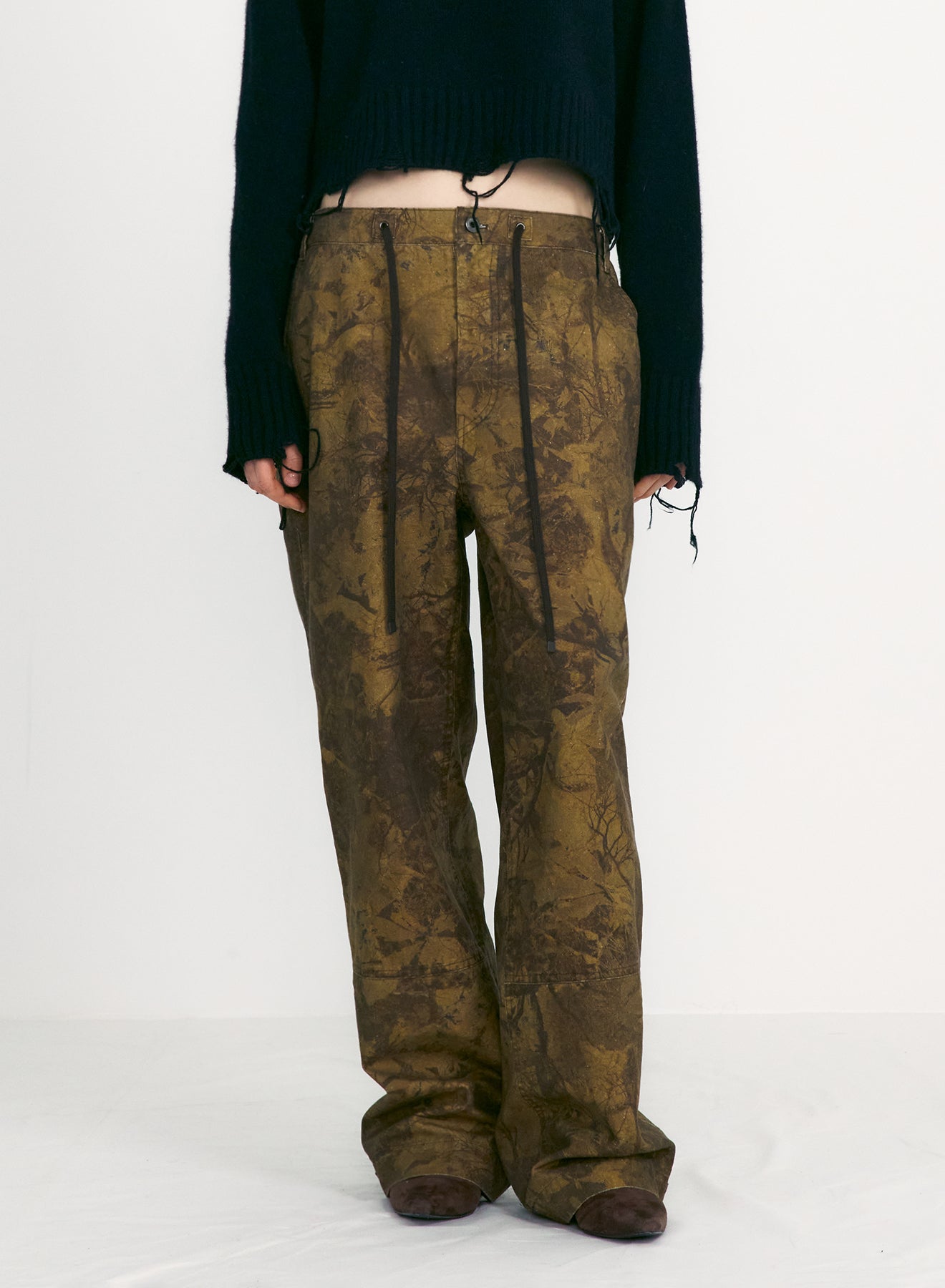 WASHED COTTON WIDE PANTS