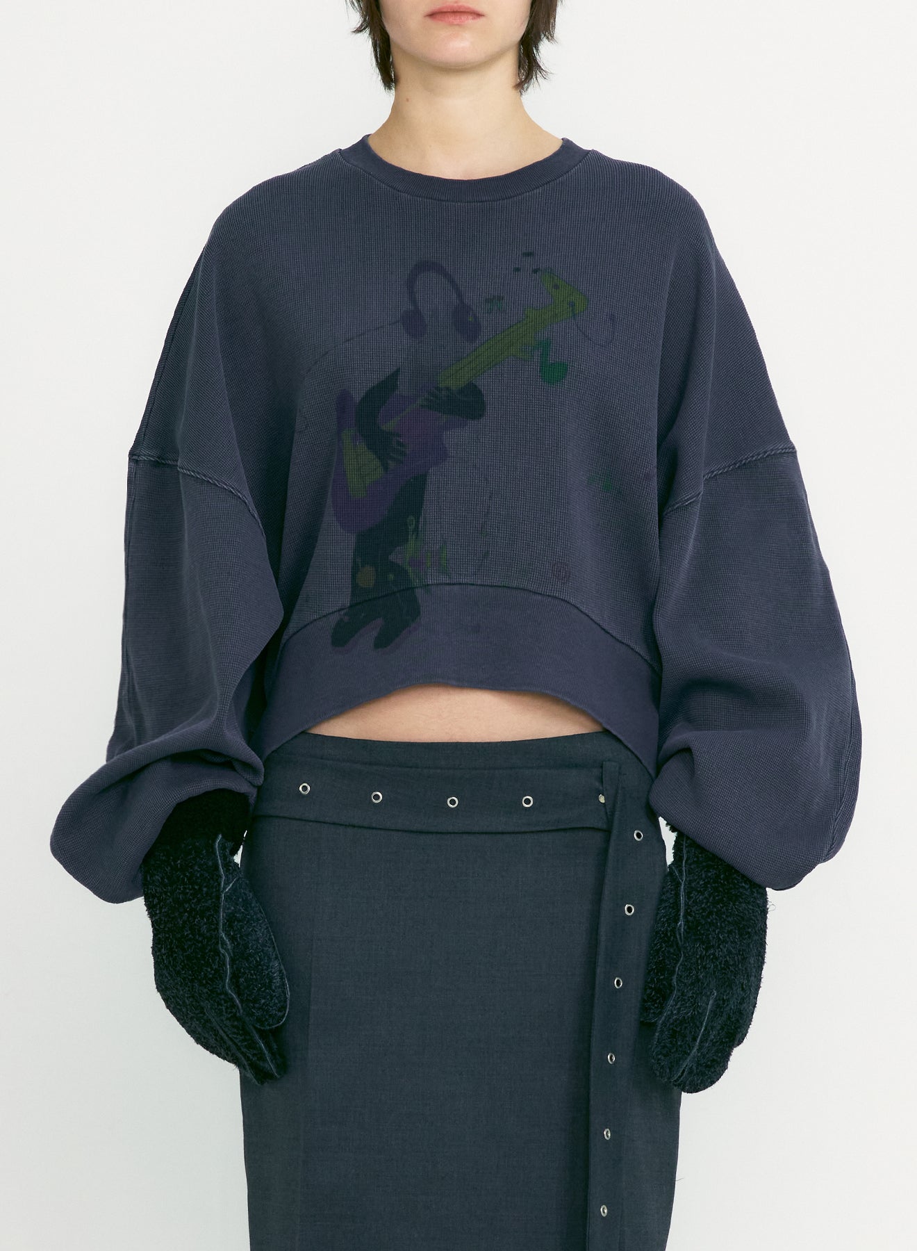 [UOU CUTE X LOW CLASSIC]WASHED ROCKSTAR CATSWEATSHIRT