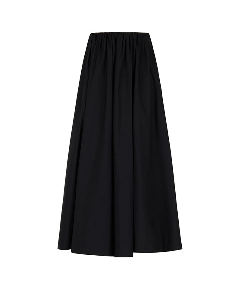 【LVIR】COTTON SHIRRING FULL SKIRT / BLACK