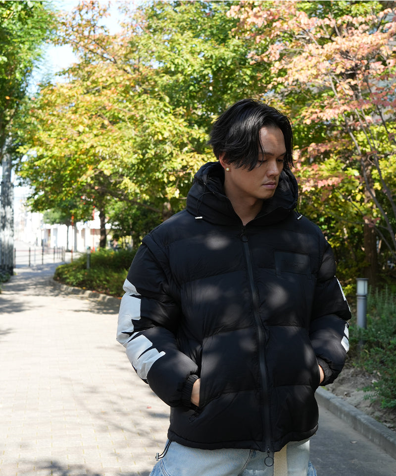 MWM】FEATHER COAT WITH HOOD BLACK