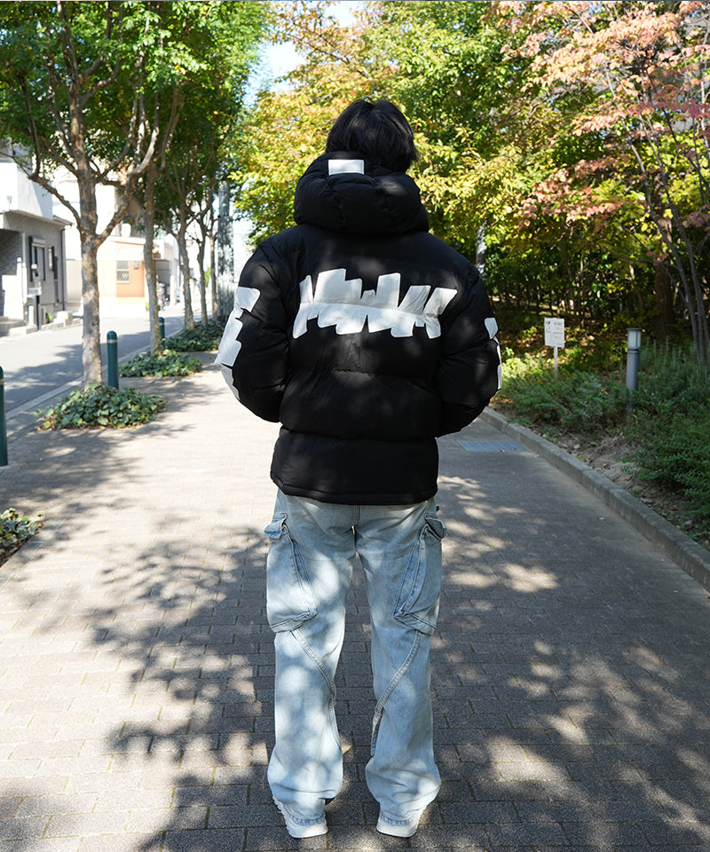 【MWM】FEATHER COAT WITH HOOD BLACK