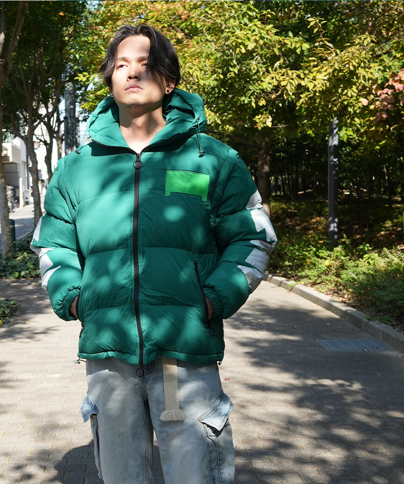 【MWM】FEATHER COAT WITH HOOD GREEN