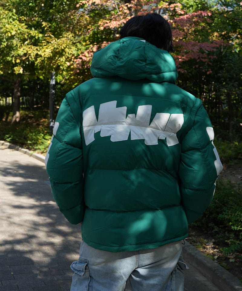 【MWM】FEATHER COAT WITH HOOD GREEN