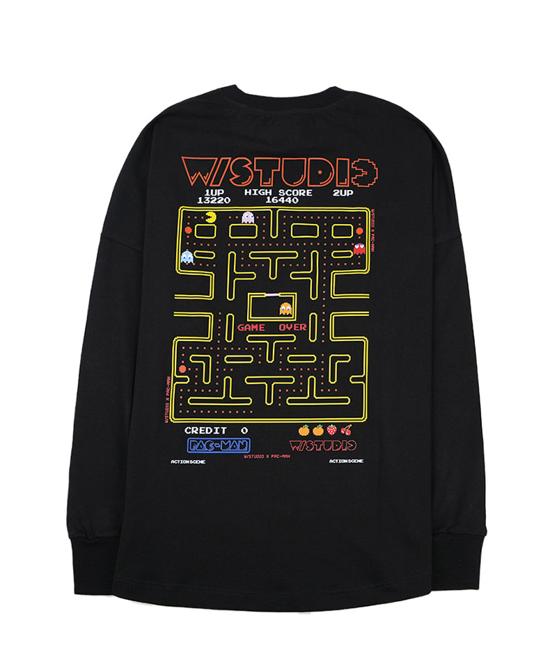 【W/STUDIO×PAC-MAN】Stage L/S T-shirt / BLACK