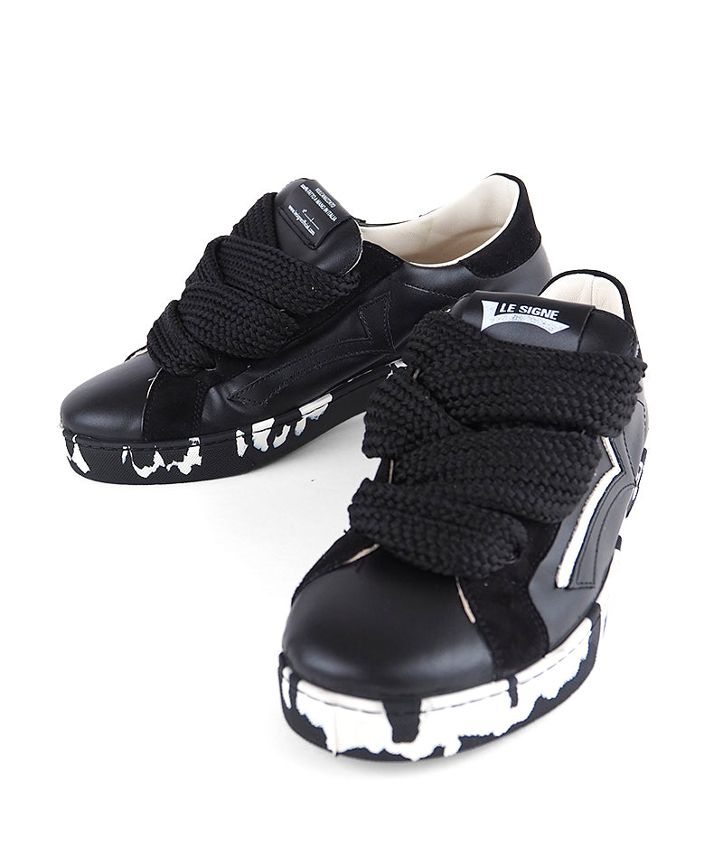 【LE SIGNE】Wide Shoelace Sneakers（Black）