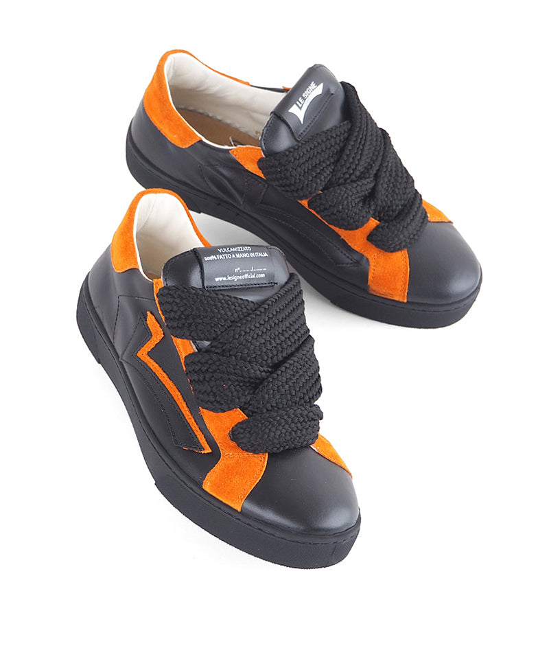 【LE SIGNE】Wide Shoelace Sneakers（Black×Orange）