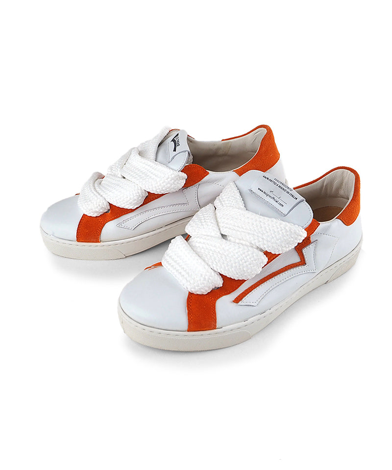 【LE SIGNE】Wide Shoelace Sneakers（White×Orange）