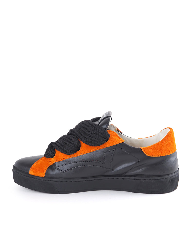 【LE SIGNE】Wide Shoelace Sneakers（Black×Orange）