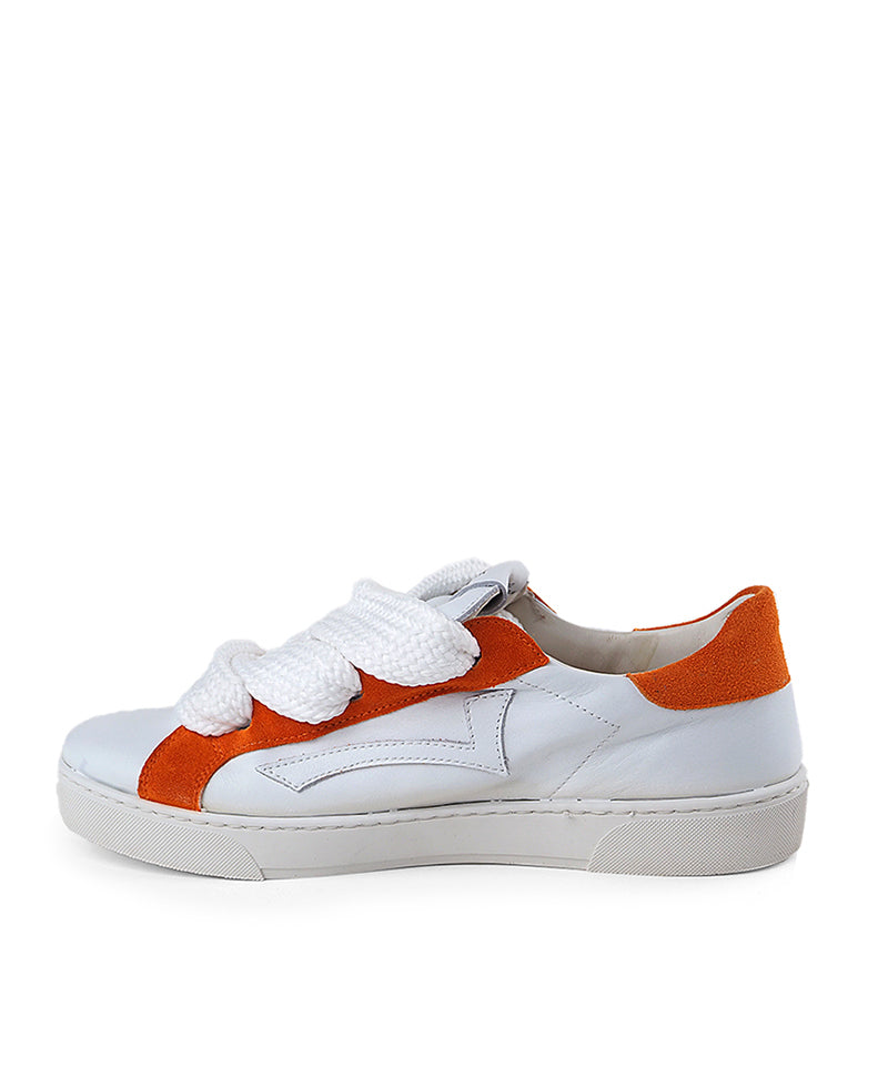 【LE SIGNE】Wide Shoelace Sneakers（White×Orange）