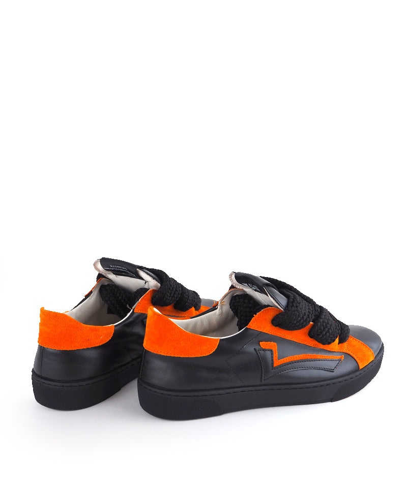 【LE SIGNE】Wide Shoelace Sneakers（Black×Orange）