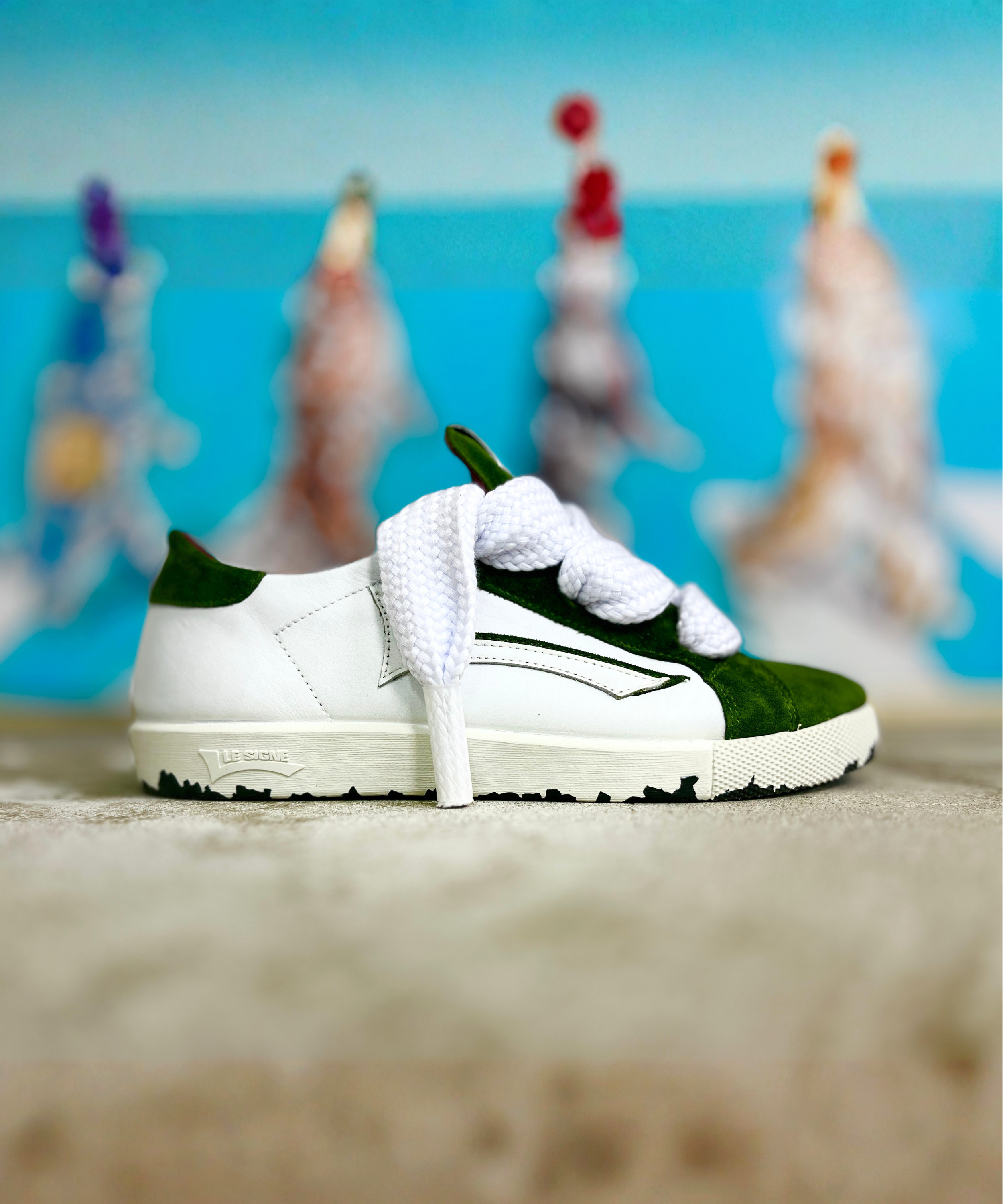 【LE SIGNE】CLASSIC Low-sole White&MilitaryGreen sneaker