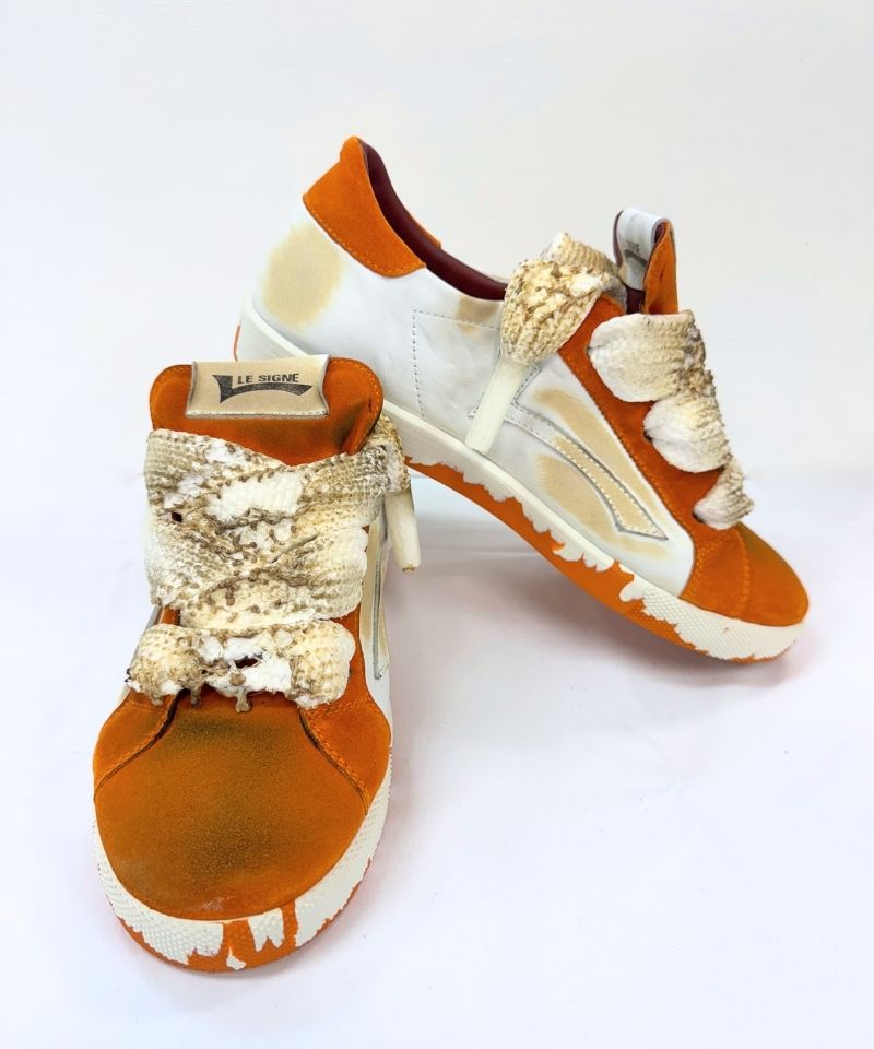 【LE SIGNE】NERONE Low-sole Burnt White&Orange sneaker