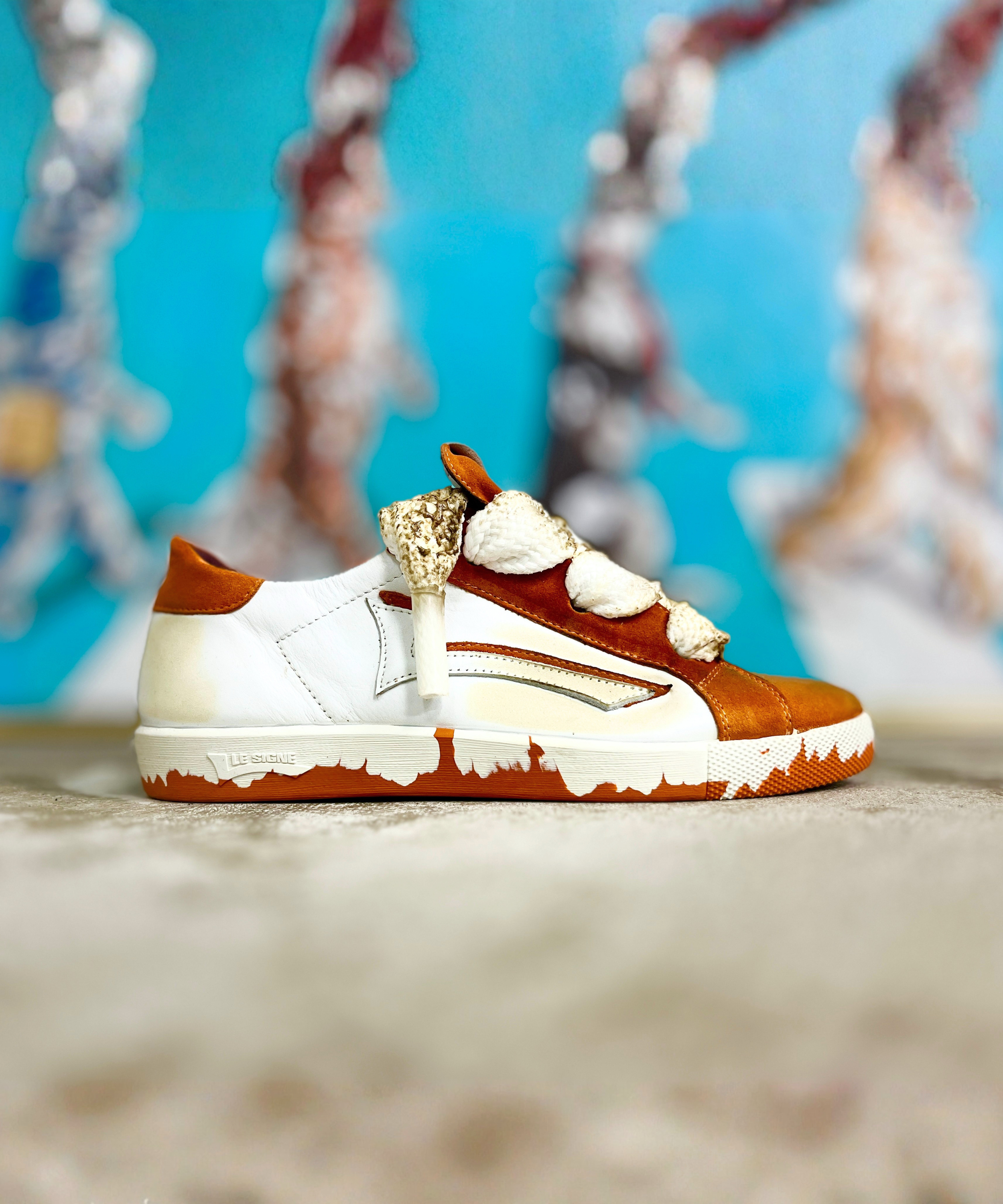 【LE SIGNE】NERONE Low-sole Burnt White&Orange sneaker